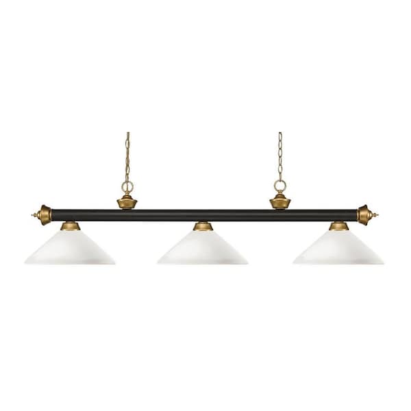 Z-Lite Riviera 3 Light Billiard Light, Bronze + Satin Gold & Matte Opal 200-3BRZ+SG-AMO14 - main